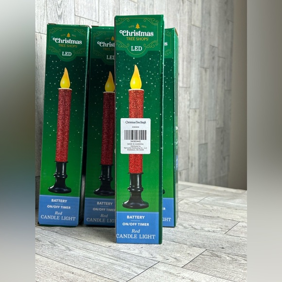 Christmas Tree Shop LED Battery On/Off Timer Red Candle Light 4pk New - Picture 4 of 4